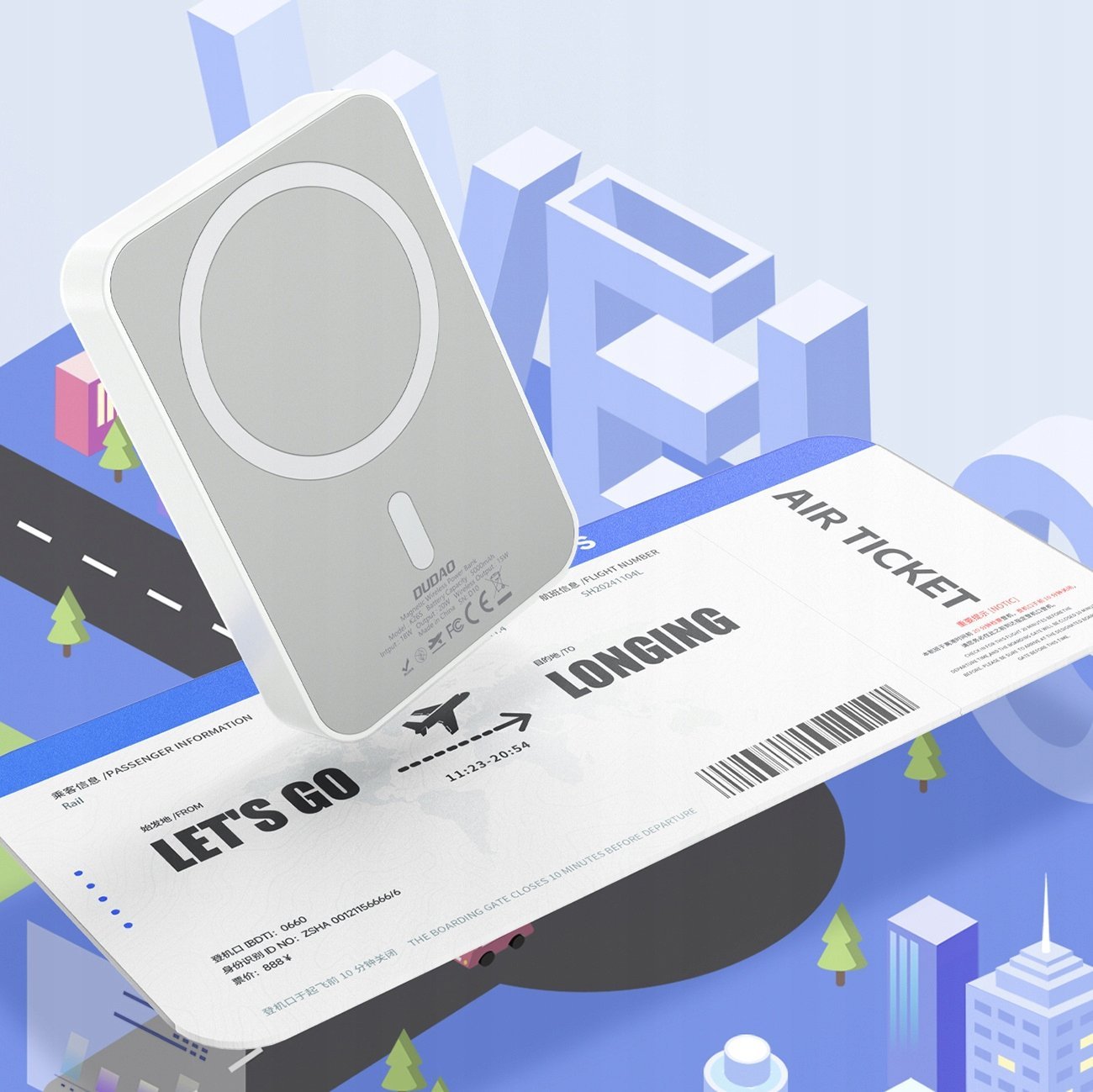 Powerbank Dudao K26S, 5000mAh, 20W, i bardhë