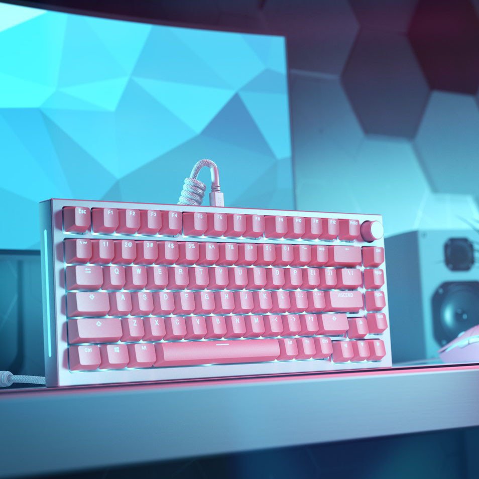 Set taste gaming Glorious GMMK V2 UK, ABS Doubleshot, 9 taste, Pixel Pink