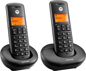 Фиксен безжичен телефон Motorola E202, DECT, LCD екран, црн