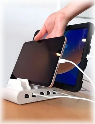 Станица за полнење Compulocks DC/POS, 5 USB и USB C порти, бела