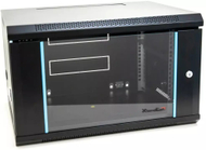 Dollap rrjeti XtendLan 6U 600x450, njëseksionësh, derë xhami, i zi