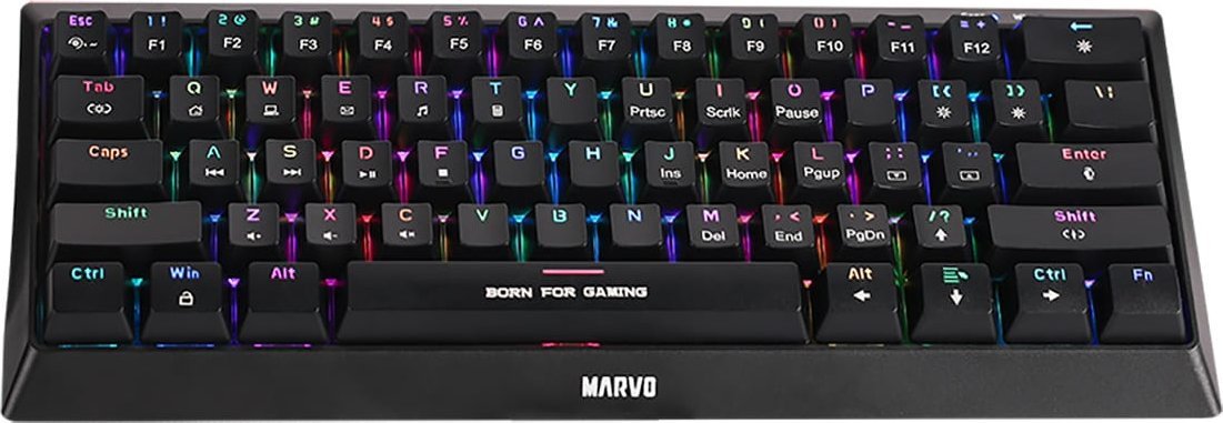 Tastierë gaming Marvo KG962EN B, mekanike Blue, 60%, me drita, e zezë