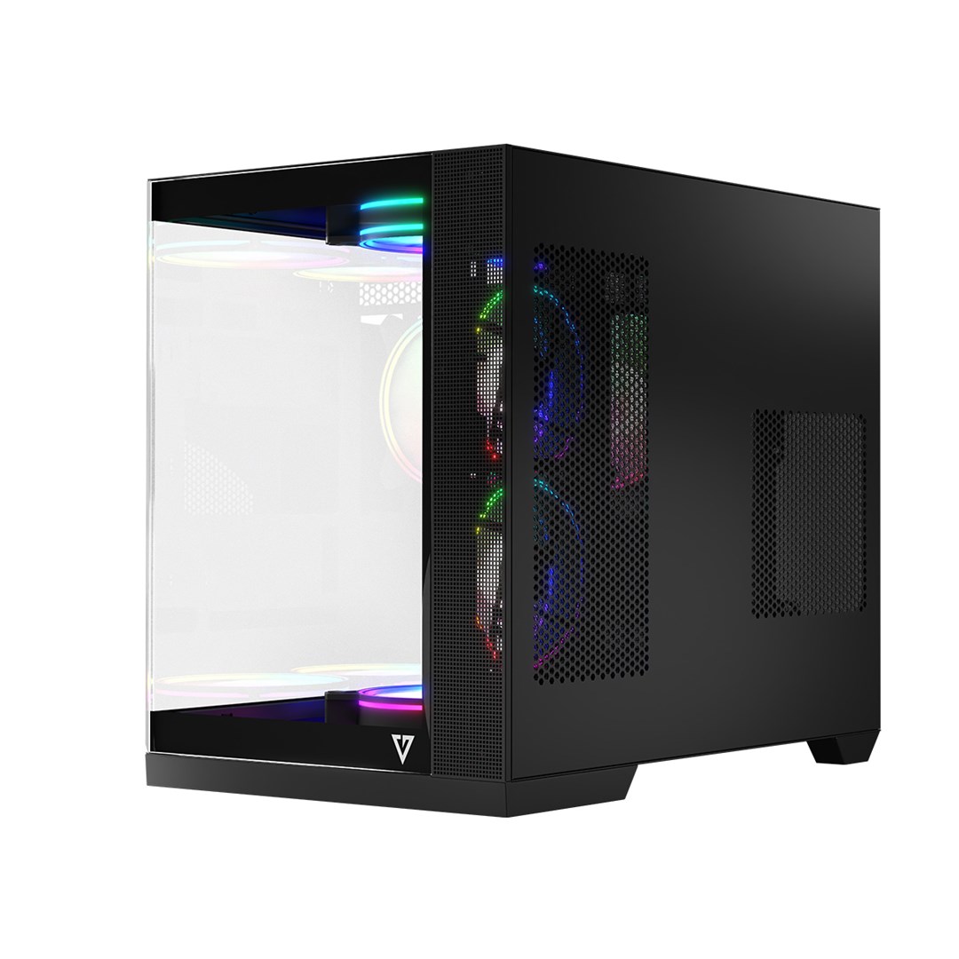 Kuti gaming Modecom Volcano Panorama Apex ARGB 3F, ATX, me xham të temperuar, gri