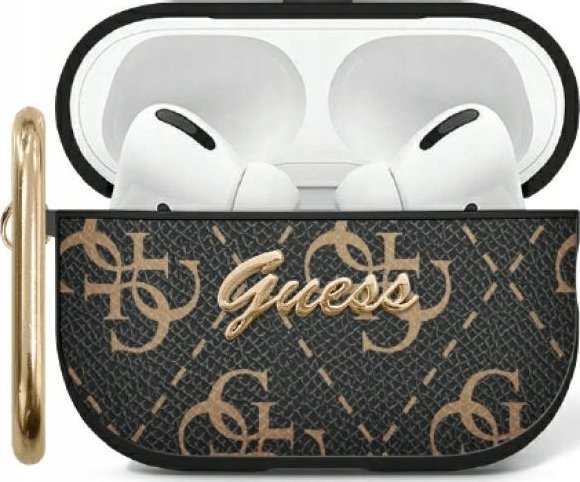 Mbulesë Guess GUA2PG4GPK për AirPods 1/2, me kapëse, e zezë 4G