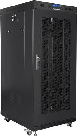 Кабинет за мрежа Lanberg Standing Cabinet 19" FF01-6827-23BL, 27U, со вентилатори, црн