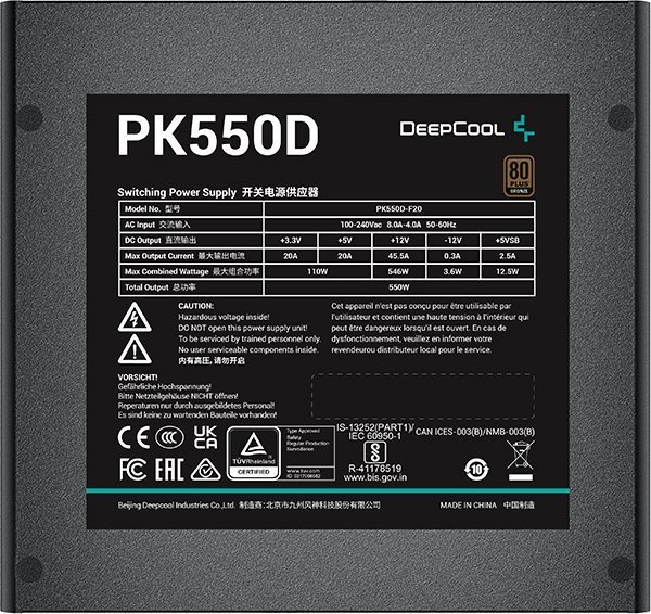 Furnizues energjie Deepcool PK550D, 550W, 80 Plus Bronze, i zi