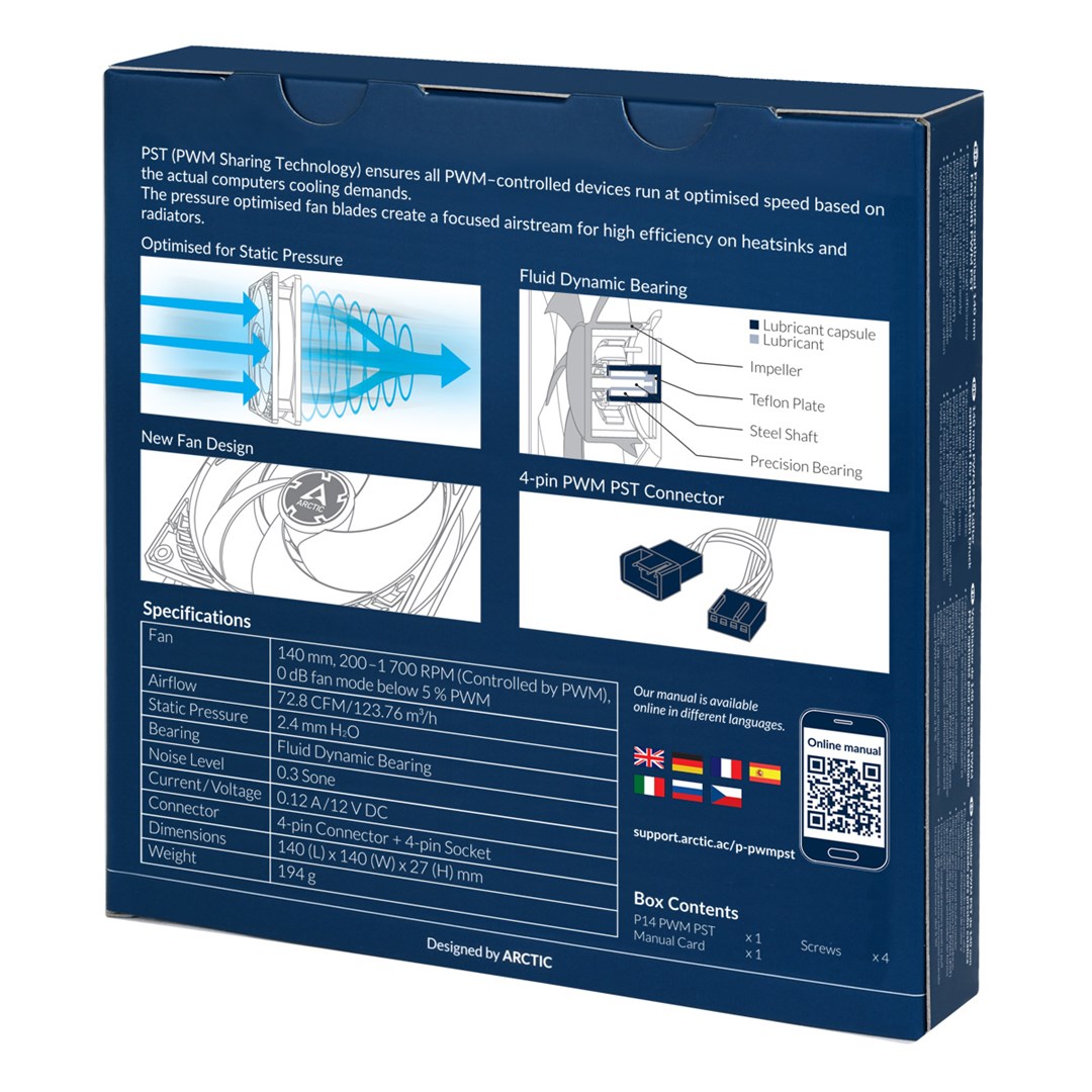 Ventilator PC Arctic P14 PWM PST, 140mm, i zi