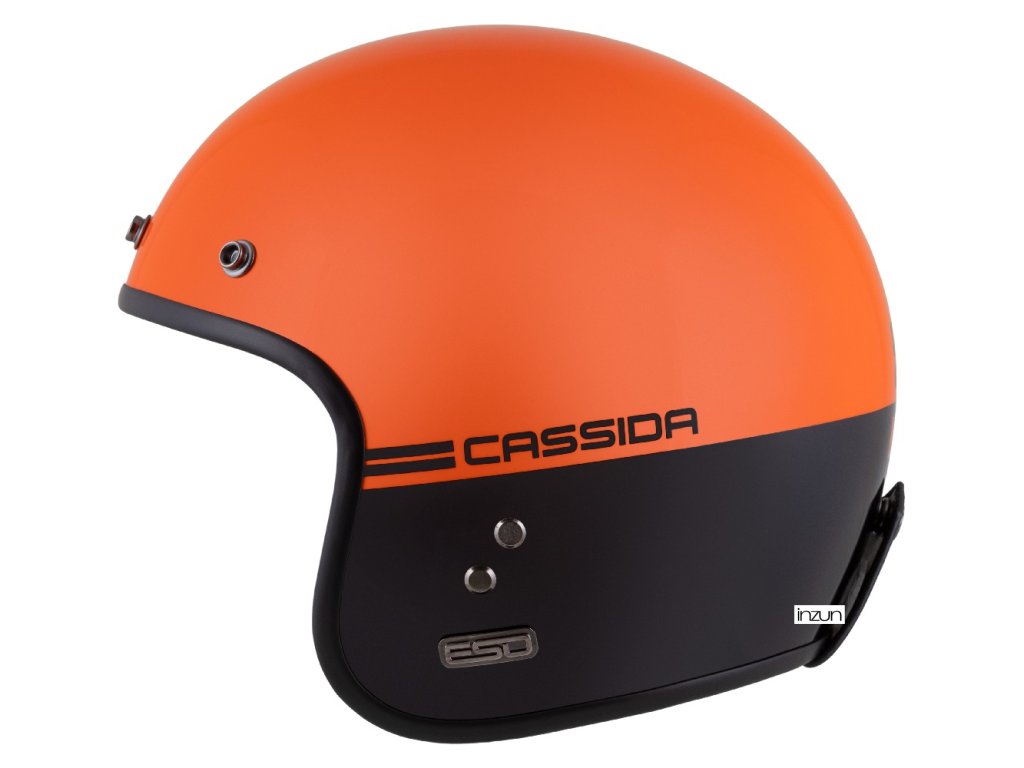 Helmetë moto CASSIDA ESO Super Hooligan, ECE 22.06, open face, e zezë portokalli perlë