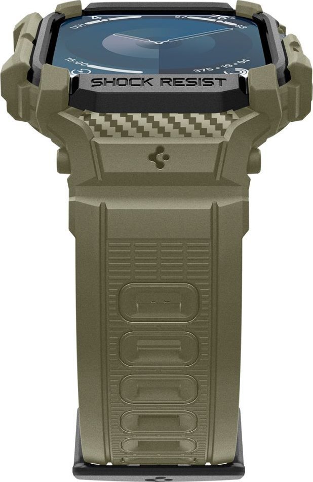 Futera dore Spigen Rugged Armor Pro për Apple Watch 10 46mm, silikoni, Vintage Khaki