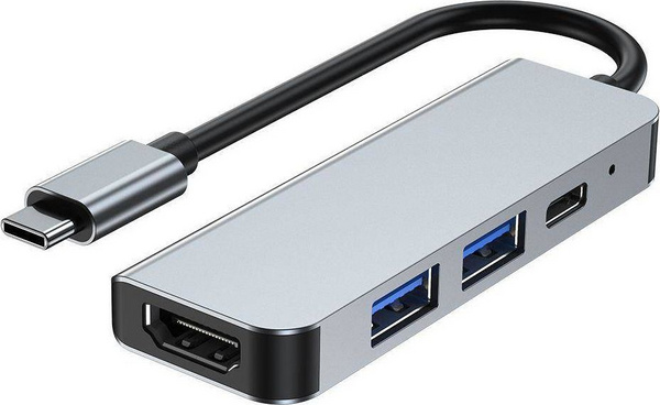 Hub USB C Tech Protect THP810GRY, 4 në 1, kompakt, gri