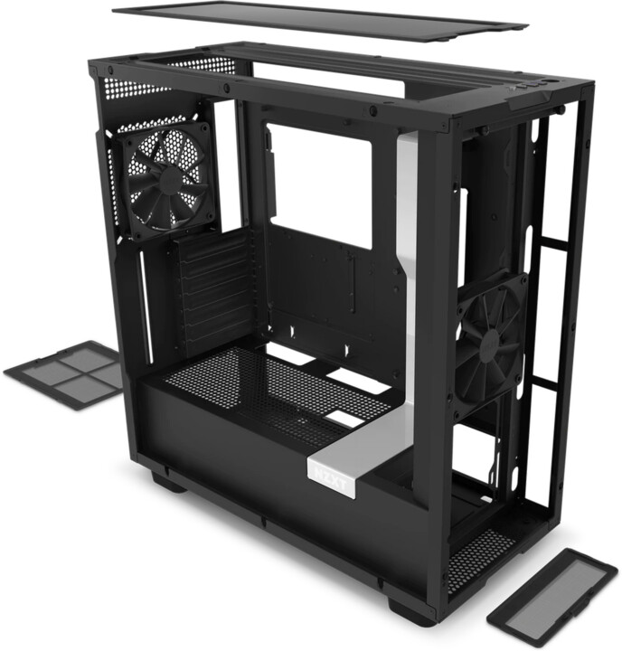 Kasë kompjuteri NZXT H7, USB-C, xham, e zezë / bardhë