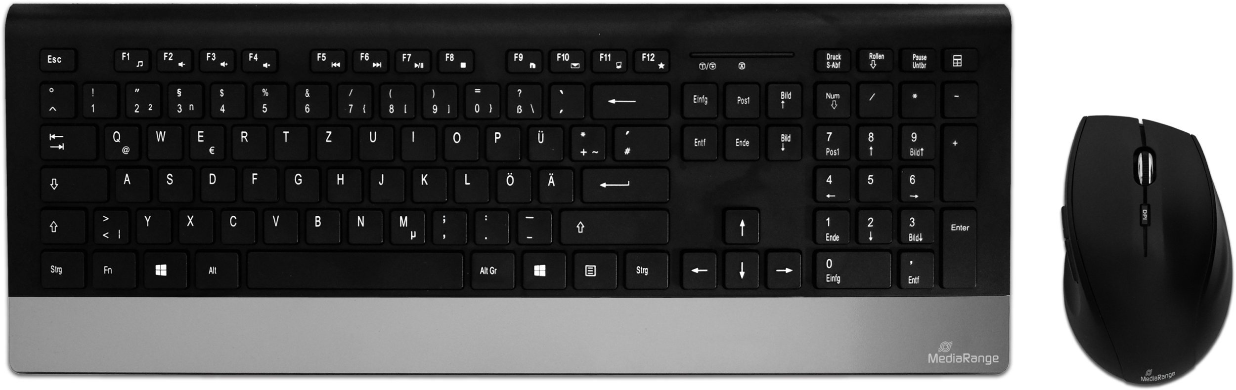Set tastierë dhe maus MediaRange Highline, wireless, me taste multimedia, i zi