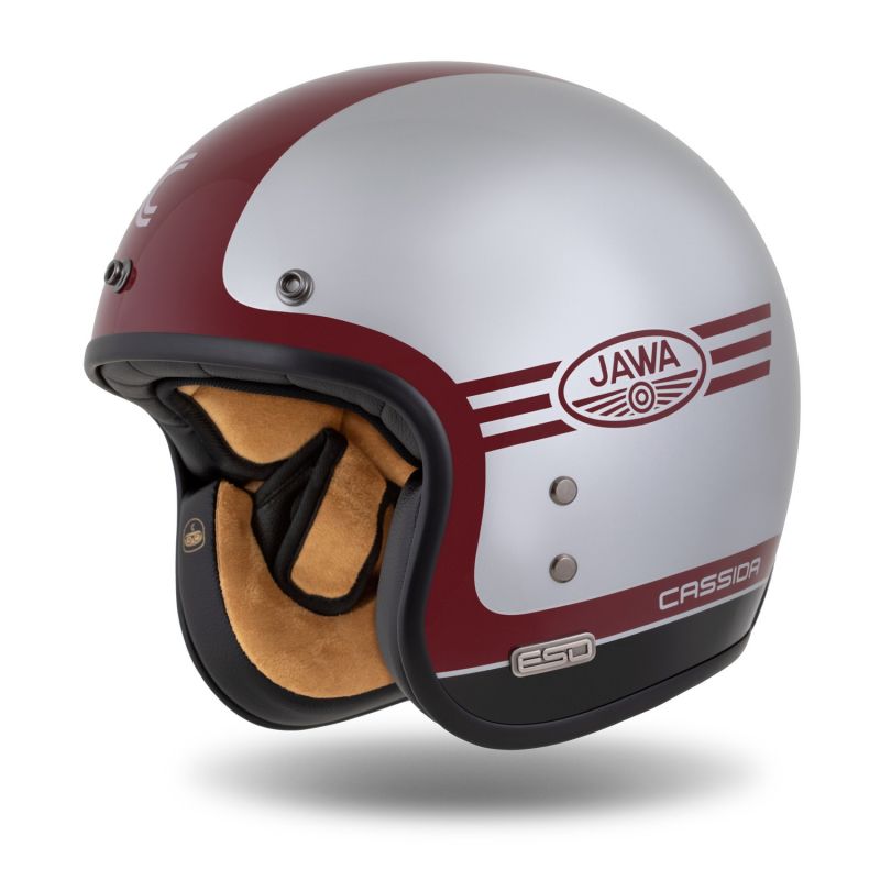 Helmetë moto CASSIDA ESO Jawa Panel, fiberglass, madhësia S, e kuqe argjendtë e zezë