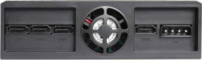 Panel drive bay DeLOCK 47220, 5.25", për 4 disqe 2.5" SATA, i zi