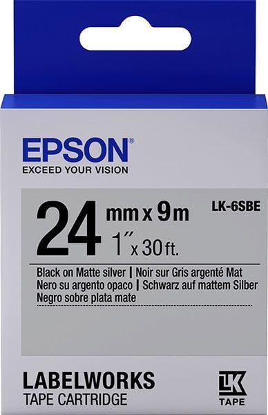 Shirit Epson (C53S656009), 24mm, 9m, argjendtë me printim të zi