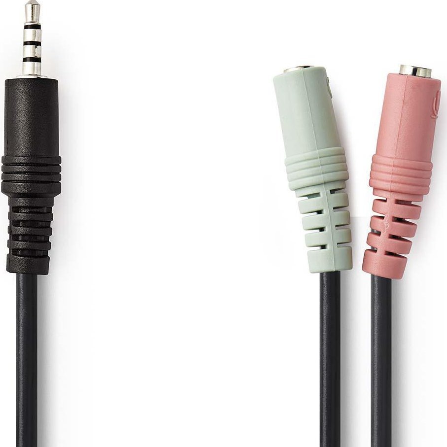 Adapter audio 3.5mm për kufje dhe mikrofon, ndarës, i zi