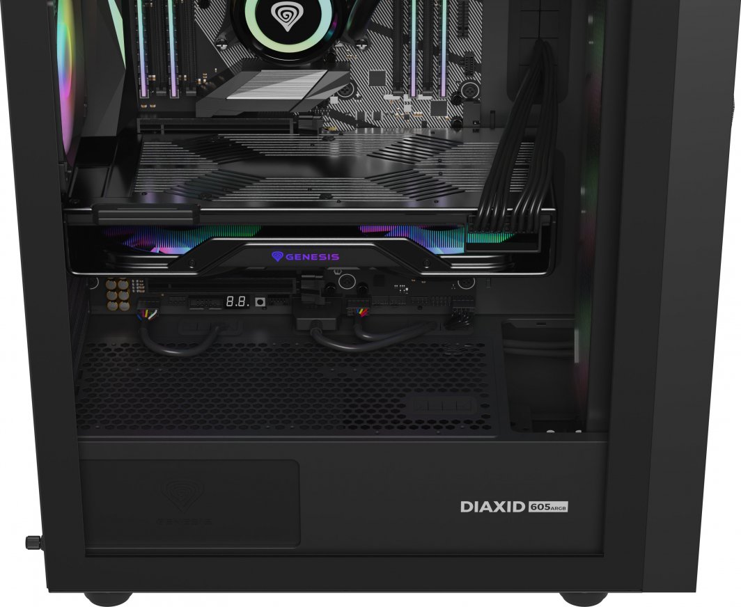 Kasë Genesis Diaxid 605 ARGB, e zezë, Midi Tower