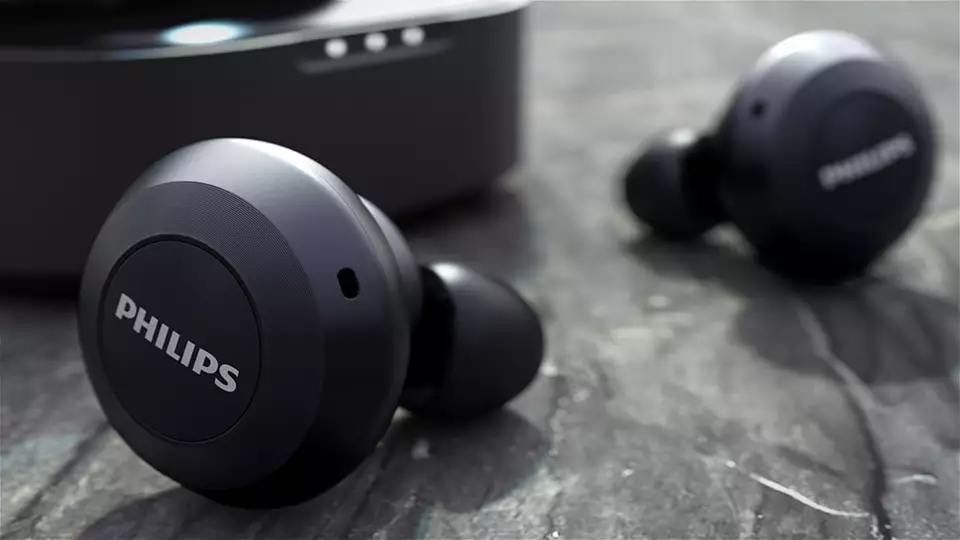 Dëgjuese Buds Philips TAT8505BK/00, wireless IPX4 Splash Mic, të zeza