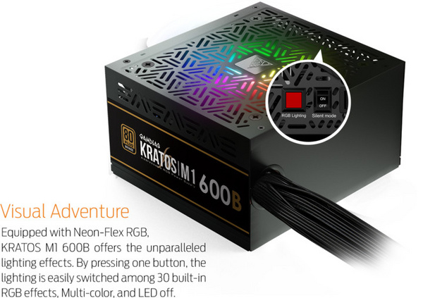 Burim energjie Gamdias Kratos M1-600B ARGB 16210-01000-10000-G , 600W