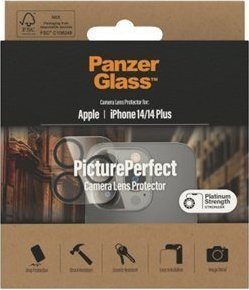 Mbrojtës kamere PanzerGlass për iPhone 14 dhe 14 Plus, xham i fortë, transparents