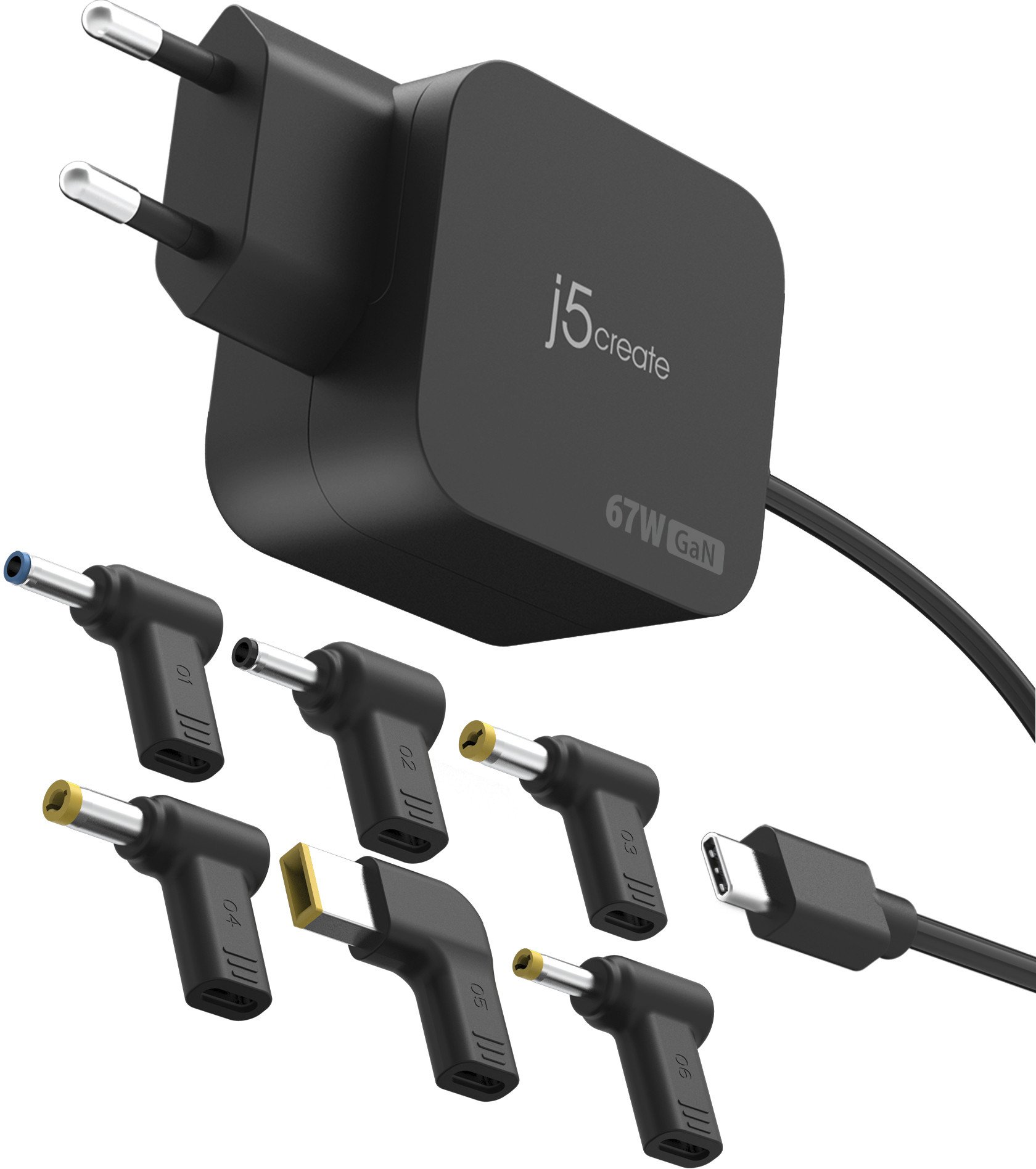 Karikues USB C J5create JUP1565DC, 67W GaN, 6 konektorë DC, i bardhë