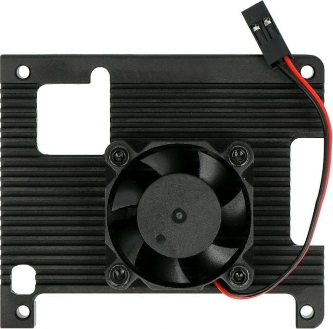 Kuti ftohëse Raspberry Pi 4B DNG-18128, aliazh alumini, me ventilator, e zezë