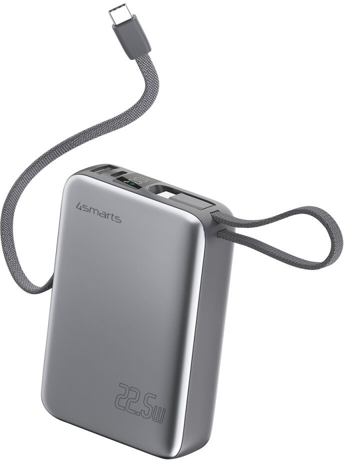 Powerbank 4smarts Pocket Dual Cord 20000mAh, 22.5W, gri hapësinor