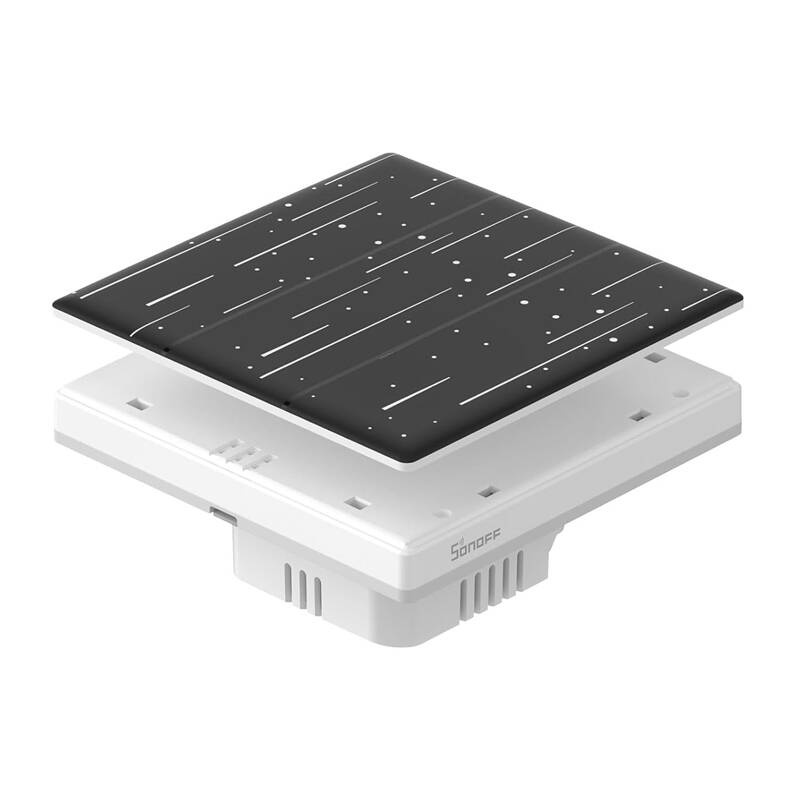 Panel balline Sonoff TX Ultimate T5 C3, për çelës inteligjent 3 kanale, motiv yjor, i zi