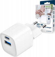 Adapter karikimi Gembird Power, 20W, USB A, USB C, i bardhë