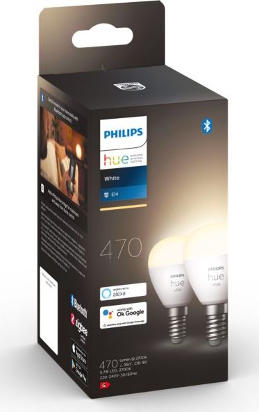 Llambë e zgjuar Philips Hue E14, 5.7W, BT, e bardhë, set 2 copë