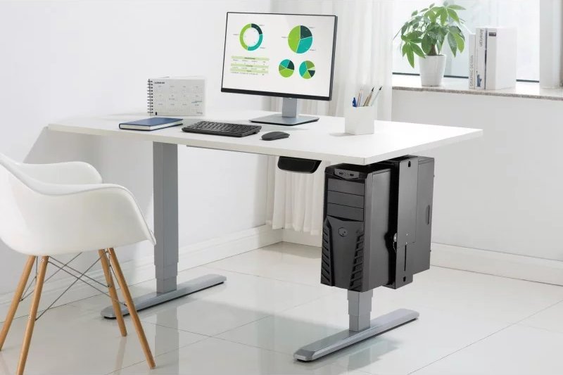 Mbajtës kompjuteri Digitus DA-90411, për nën tavolinë, mekanizëm Easy-Locking, ngjyrë e zezë