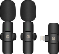 Mikrofon lavalier wireless Puluz PU3150B, lidhje Lightning, anulim zhurme, i zi