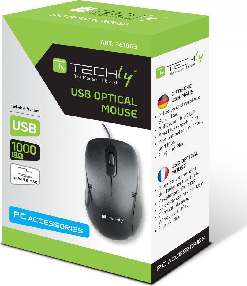 Maus Techly IM, me kabllo, USB, i zi