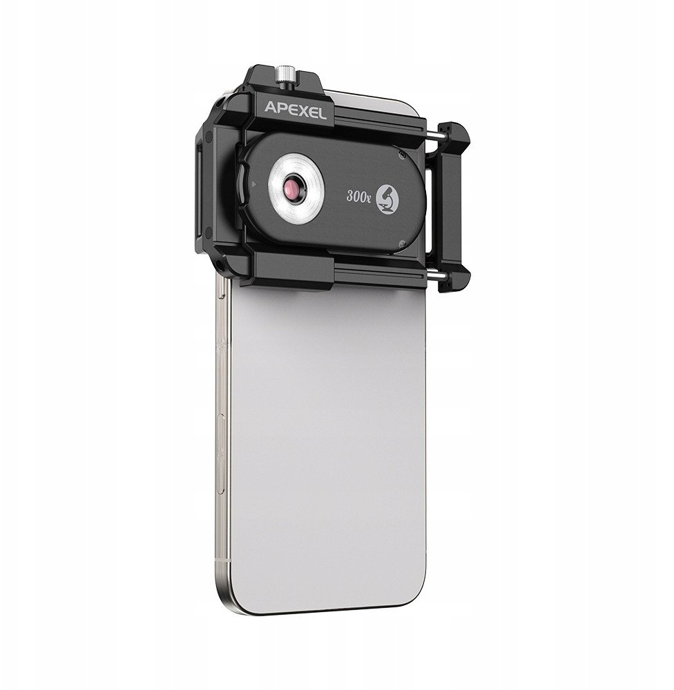 Lentë mikroskopike për telefon Apexel APL-MS300, 300x, LED me filtër CPL, e zezë