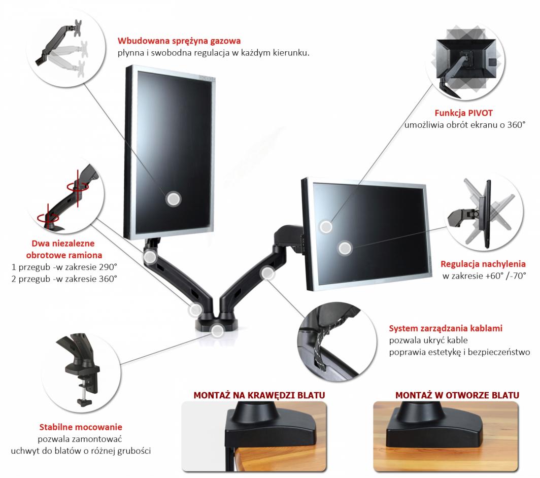 Mbajtës për monitor Art L-13GD (RAMART L-13GD), i zi