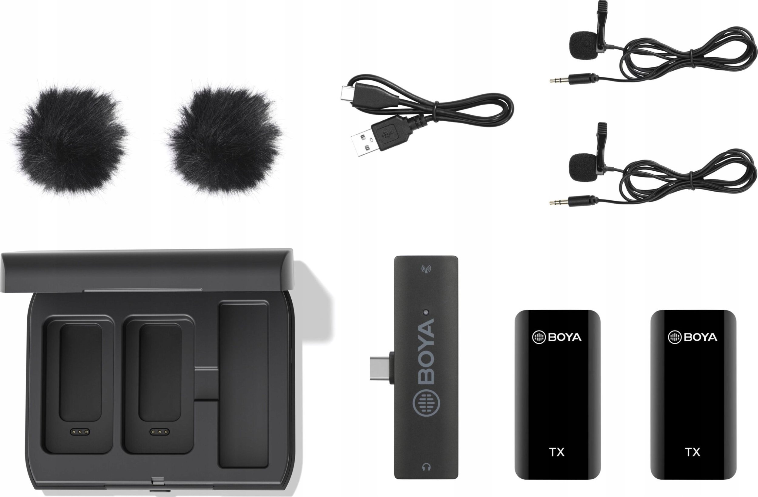 Mikrofon wireless BOYA BY-XM6-K6, sistem 2 kanale, USB C, i zi