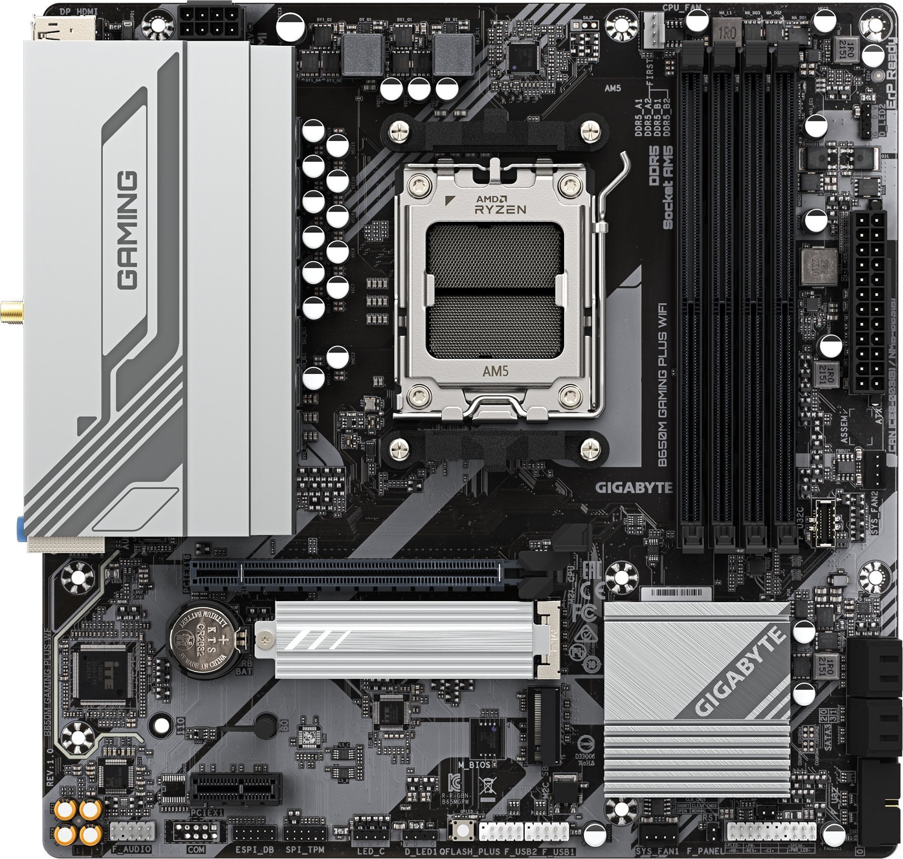 Pllakë amë Gigabyte B650M Gaming Plus WIFI, DDR5, WiFi 6E, e zezë
