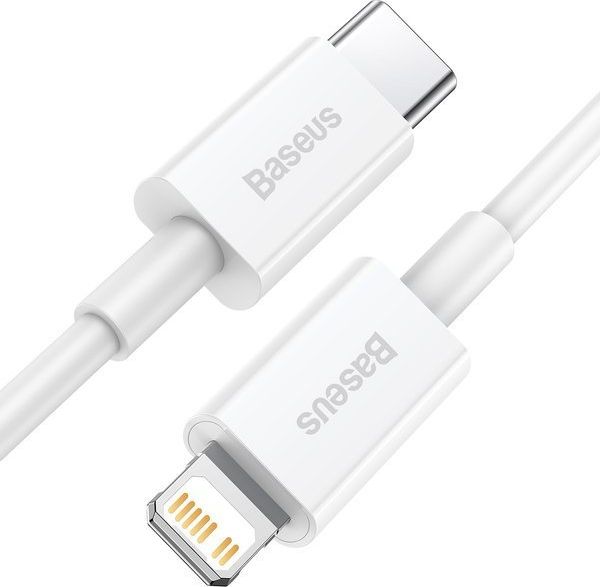 Kabllo USB Baseus USB C në Lightning, 1 m, 20W, e bardhë