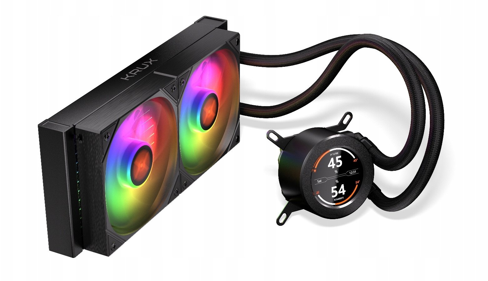 Ftohës uji CPU Krux HydroGlance 240 LCD, radiator 240mm, me ekran LCD, i zi