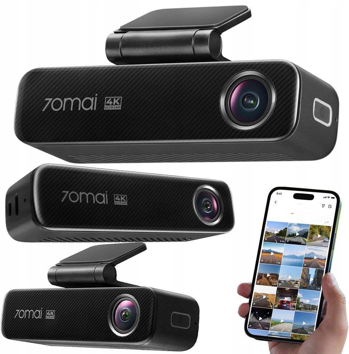 Kamerë makinë 70mai Dash Cam 4K M800, 4K, me regjistrim të vazhdueshëm, e zezë