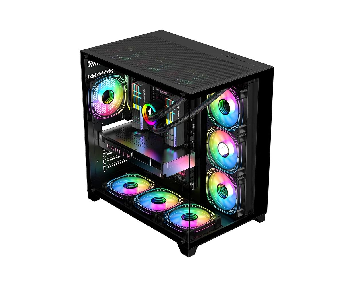 Kasa kompjuteri 1stPlayer MEGAVIEW MV8, ATX Middle Tower, xham i temperuar, e zezë