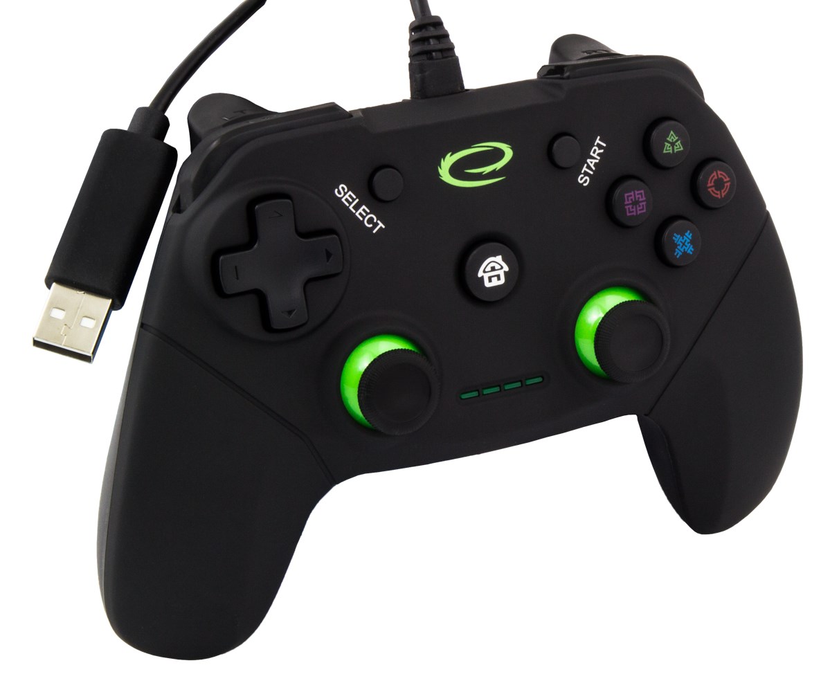Gamepad Esperanza Vanquisher Pad EGG110K, me vibrim, për PS3 dhe PC, i zi