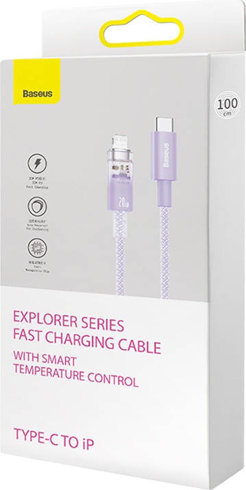 Kabllo karikimi Baseus Explorer Series USB C në Lightning, 1m, 20W, lejla