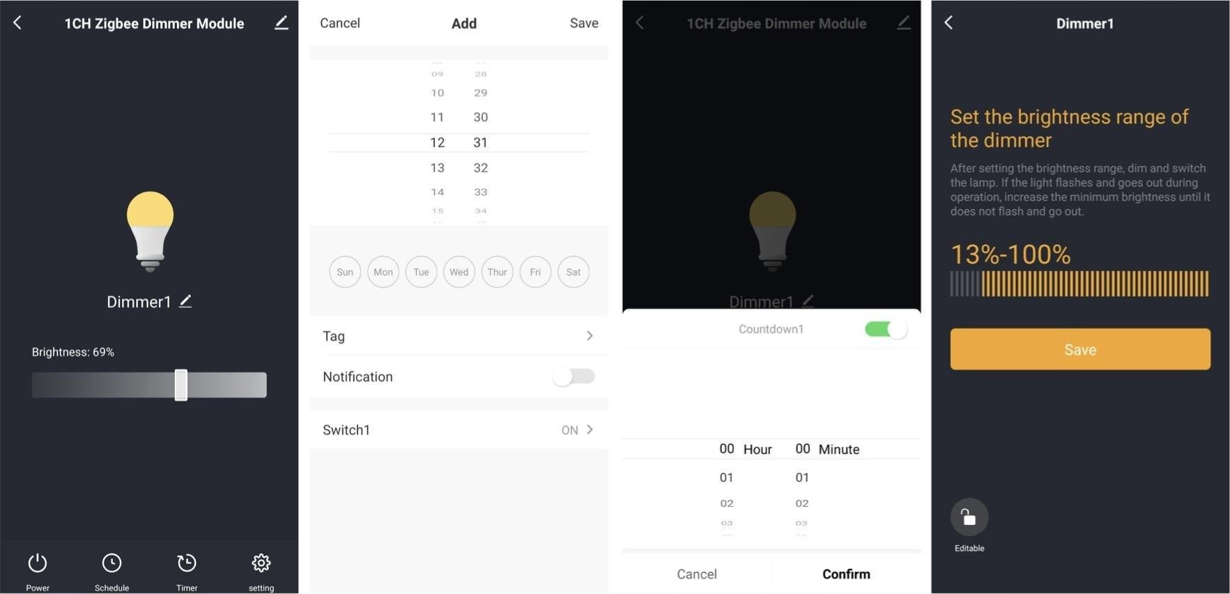 Kontrollues ndriçimi WiFi Tuya OXT SWT24, kanal i vetëm, aplikacion Android iOS, i bardhë