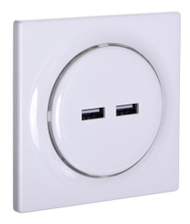 Prizë murale Fibaro Walli N, 2x USB, e bardhë