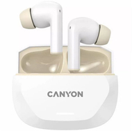 Kафе безжични Canyon HEXAGON 7 TWS, ANC ENC, безжично полнење, бели/беж