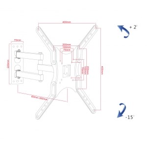 Mbajtëse muri për TV Art AR-61A, 19-56", 30kg, e zezë