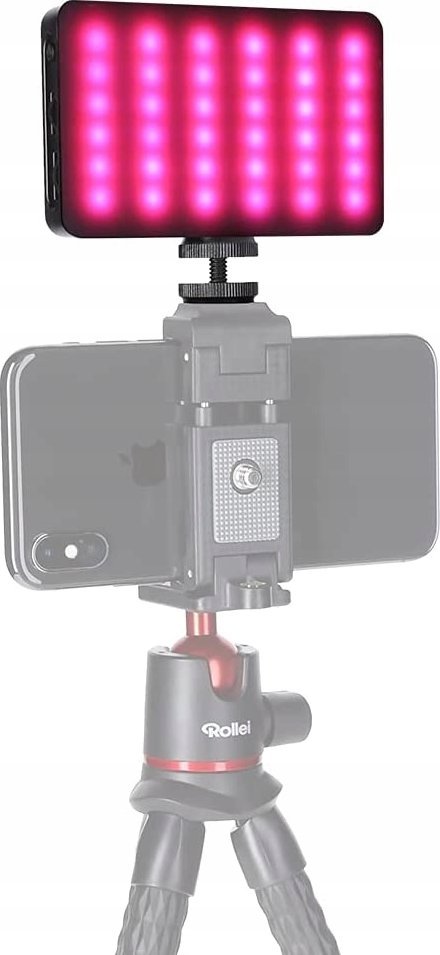 Dritë fotografike Rollei Lumis Compact RGB, panel LED, temperaturë dhe ngjyra të rregullueshme, e zezë