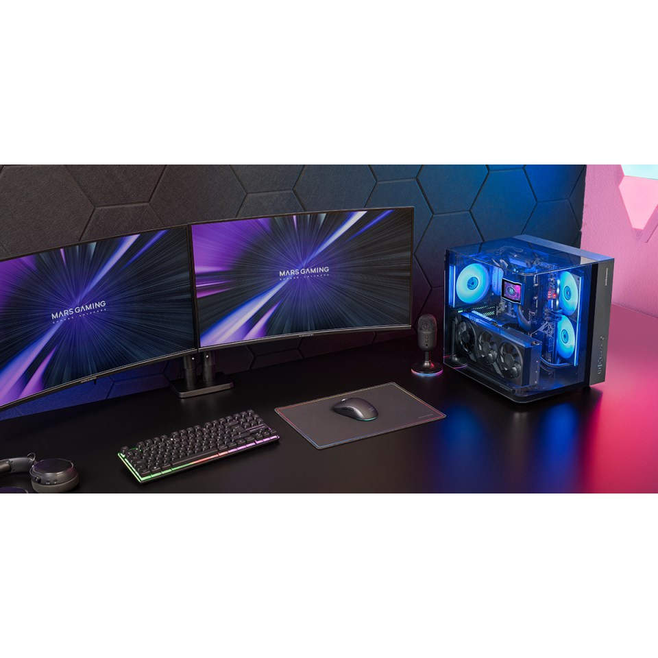 Kuti gaming Mars Gaming MC-Infiniolite, ATX, xham i temperuar, strukturë me dy dhoma, e zezë
