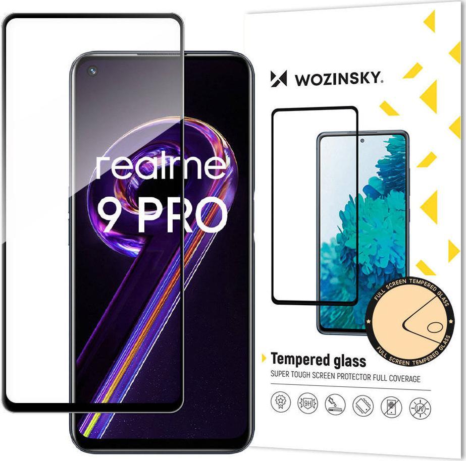Xham mbrojtës Wozinsky Full Glue për Realme 9 Pro, 9H, Case Friendly, i zi